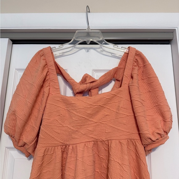 Brand New Free People Orange Textured Mini Dress - Size Medium - Picture 6 of 12